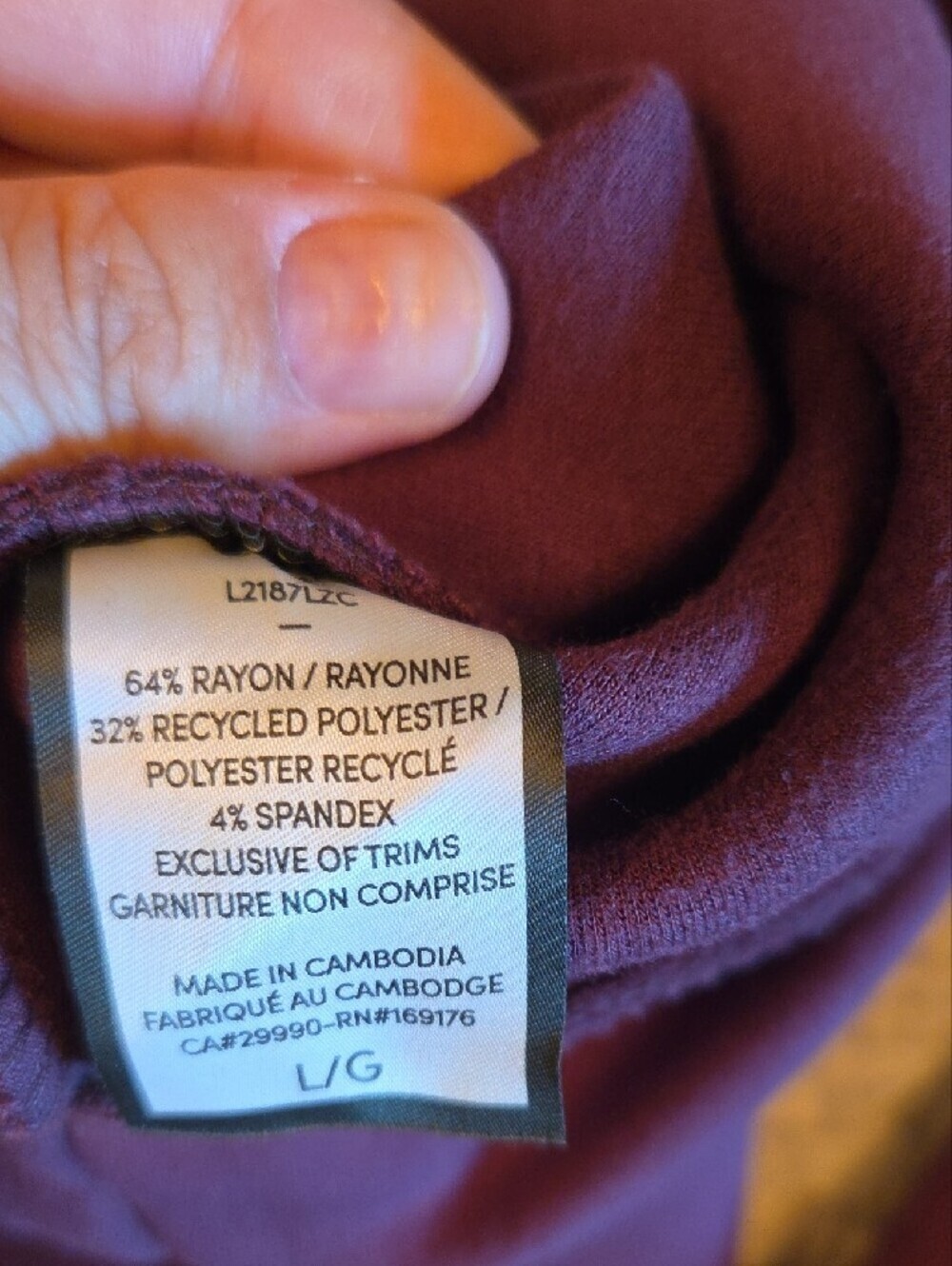 Lazy Pants Cozy Crewneck Sweatshirt & Jogger Set - Deep Wine Lg - Picture 2 of 3